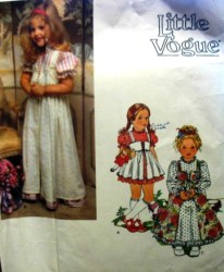 1825 GIRLS EMPIRE SHORT-LONG RUFFLE DRESS VOG PATTERN 4 5